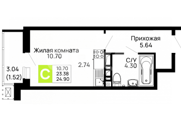 Фото №1: Студия 24 м² - Майкоп, ул. Индустриальная, 2